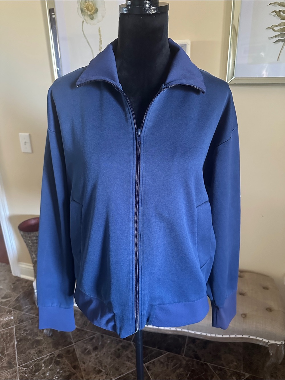 Great Condition KENZO Paris Navy Blue Zip-Front Jacket Large
